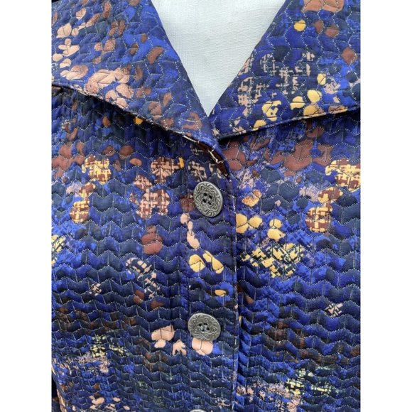 Vintage quilted Reversible Blazer Jacket Abstract blue Brown - Picture 4 of 12